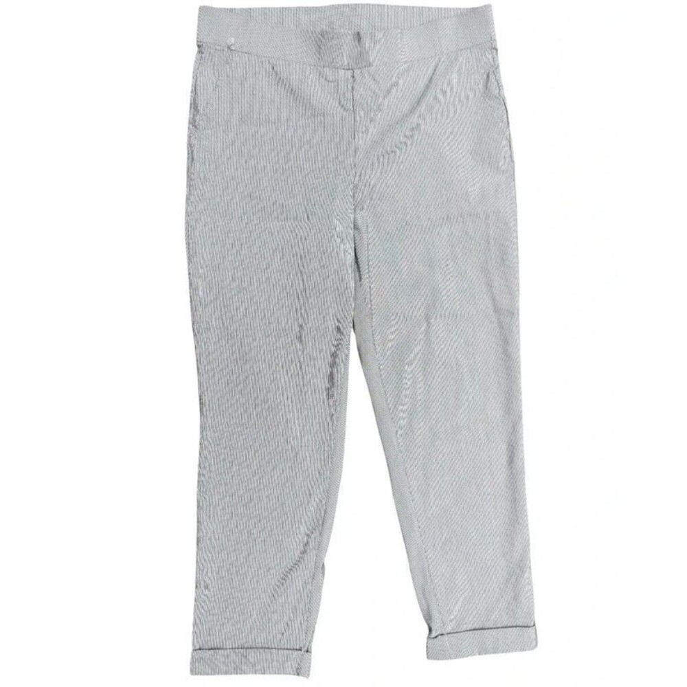 Berkeley Jensen Seersucker Striped Cuffed Capri Pants Preppy Nautical - XL